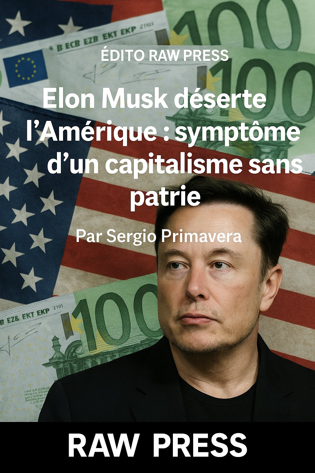 Illustration sur Elon Musk et le capitalisme transnational, par Sergio Primavera