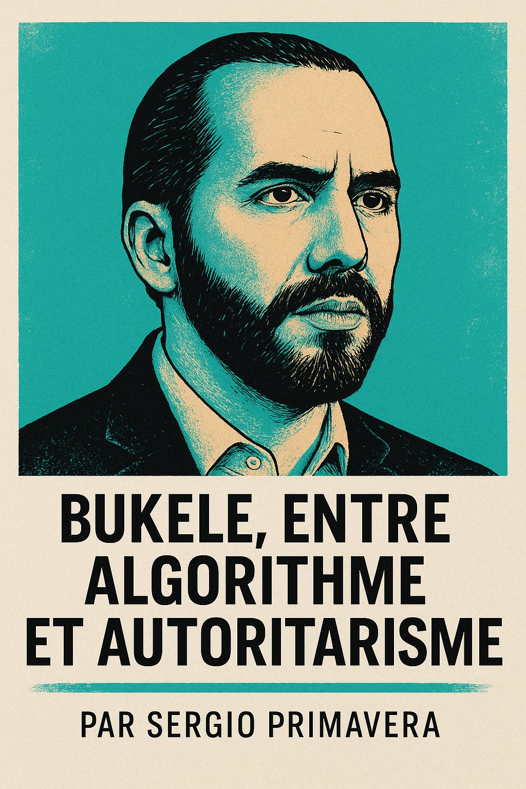 Illustration « Bukele, entre algorithme et autoritarisme », par Sergio Primavera